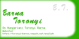 barna toronyi business card